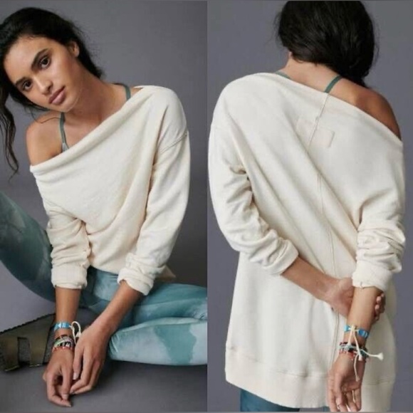 Anthropologie PILCRO Donna Boatneck Sweatshirt Pullover Knit Ivory Blouse Shirt - Picture 1 of 14
